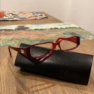 Fendi Burgundy Eyeglasses with Black Case